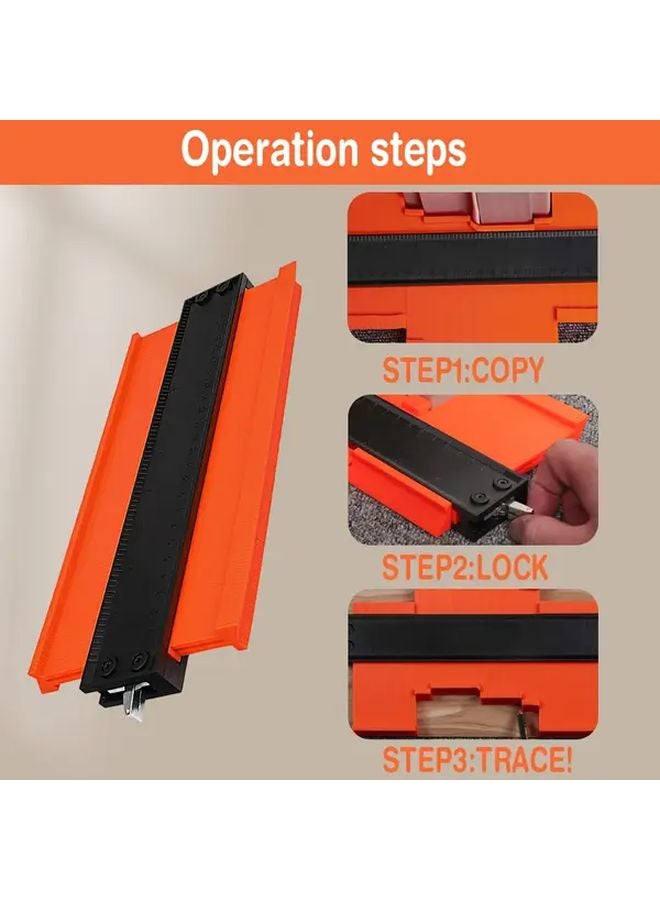 Orange Adjustable Contour Gauge with Lock Precise Copy Tool for Irregular Shapes Metal Woodworking Tracing DIY Professional - Image 5