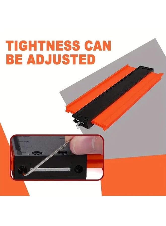 Orange Adjustable Contour Gauge with Lock Precise Copy Tool for Irregular Shapes Metal Woodworking Tracing DIY Professional - Image 3