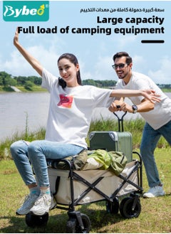 Bybeo Foldable Wagon Carts, Utility Camping Cart, Collapsible Heavy Duty Trolley Cart, Portable Shopping Trolley with Wheels Adjustable Handle, Outdoor Transport Trailer, Large Capacity for Garden Picnic  - Image 3