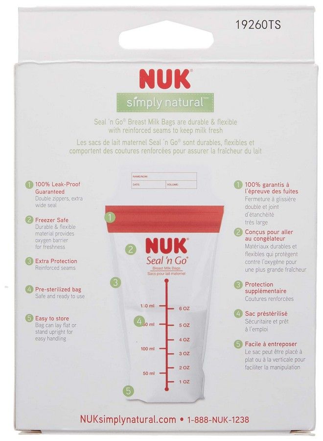 NUK Simply Natural Seal N' Go Breast Milk Bags 50Ct - Image 4