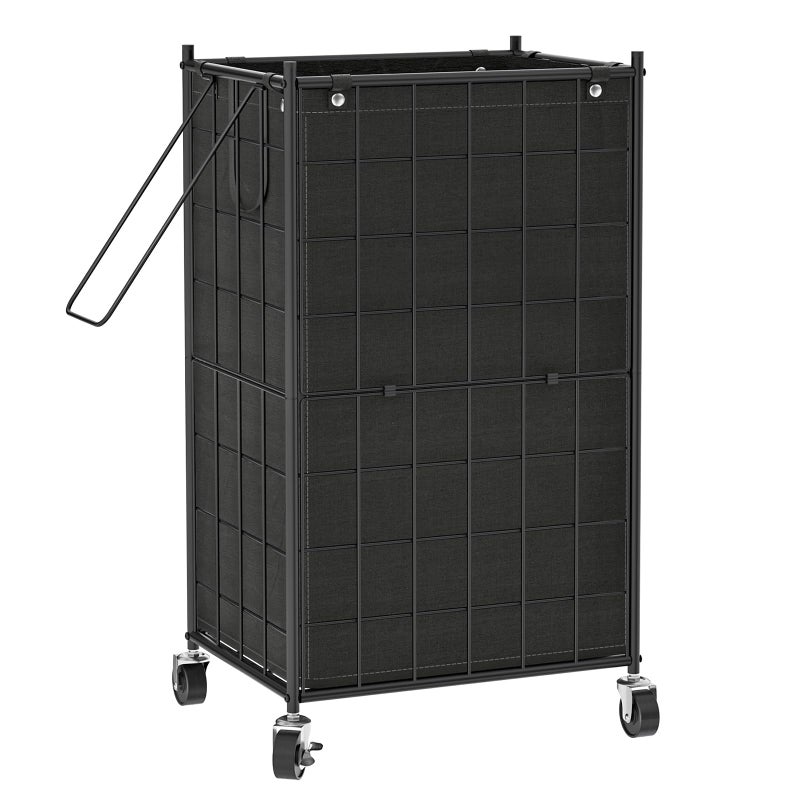 WOWLIVE Laundry Hamper with WheelsMetal Wire Frame Rolling Laundry Basket with Removable bag100L Dirty Clothes Hamper Organizer Dorm Room Storage for BedroomBathroomBlack
