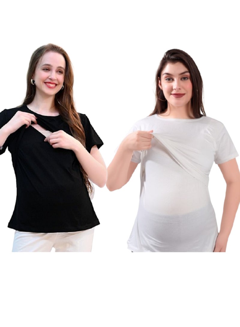 TUMMY TUMMY Maternity & Nursing Double Layered Pull-On Top Pack of 2pc  - Image 1