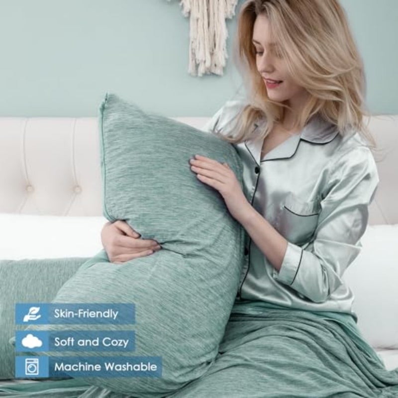 أغطية وسائد تبريد بسحاب وأغطية وسائد Q-Max > 0.45 كيس وسادة بسحاب للنوم الساخن، ناعمة، قابلة للتنفس، صديقة للبشرة، عبوتان قياسيتان، أخضر - Image 5