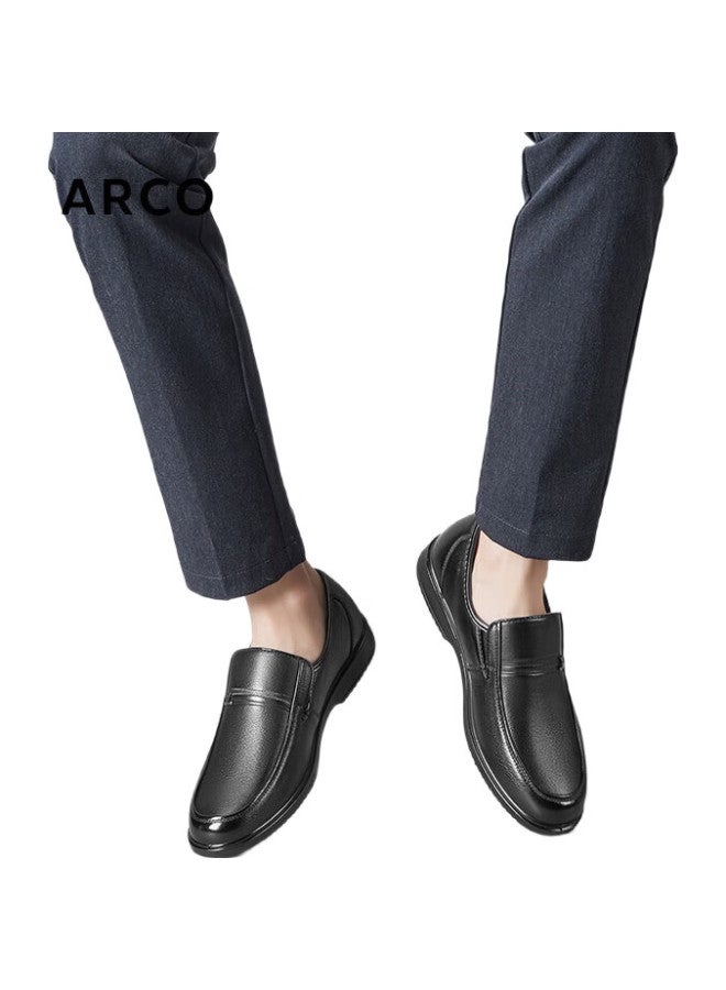 YEARCON Men'S Leather Shoes, Simple Slip-On Comfortable Cowhide Shoes For Middle-Aged And Elderly Fathers, 97689W, Black, Size 40 - Image 2