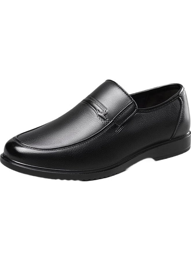 YEARCON Men'S Leather Shoes, Simple Slip-On Comfortable Cowhide Shoes For Middle-Aged And Elderly Fathers, 97689W, Black, Size 40 - Image 1