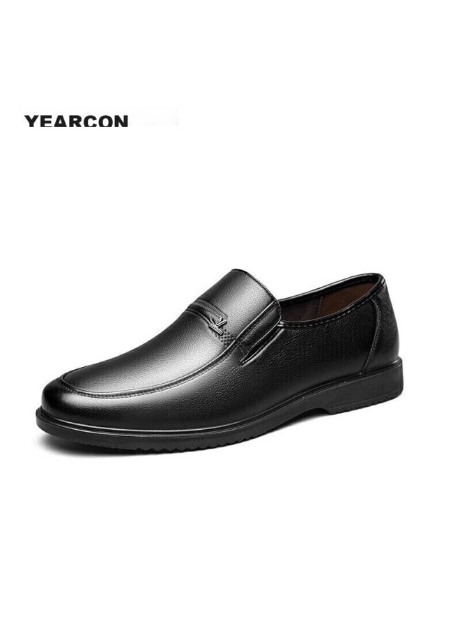 YEARCON Yierkang Men's Leather Shoes, Simple Slip-on Comfortable Cowhide Shoes For Middle-aged And Elderly Fathers, 97689w, Black, Size 40 - Image 3