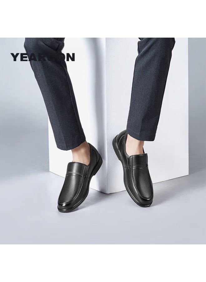 YEARCON Yierkang Men's Leather Shoes, Simple Slip-on Comfortable Cowhide Shoes For Middle-aged And Elderly Fathers, 97689w, Black, Size 40 - Image 2