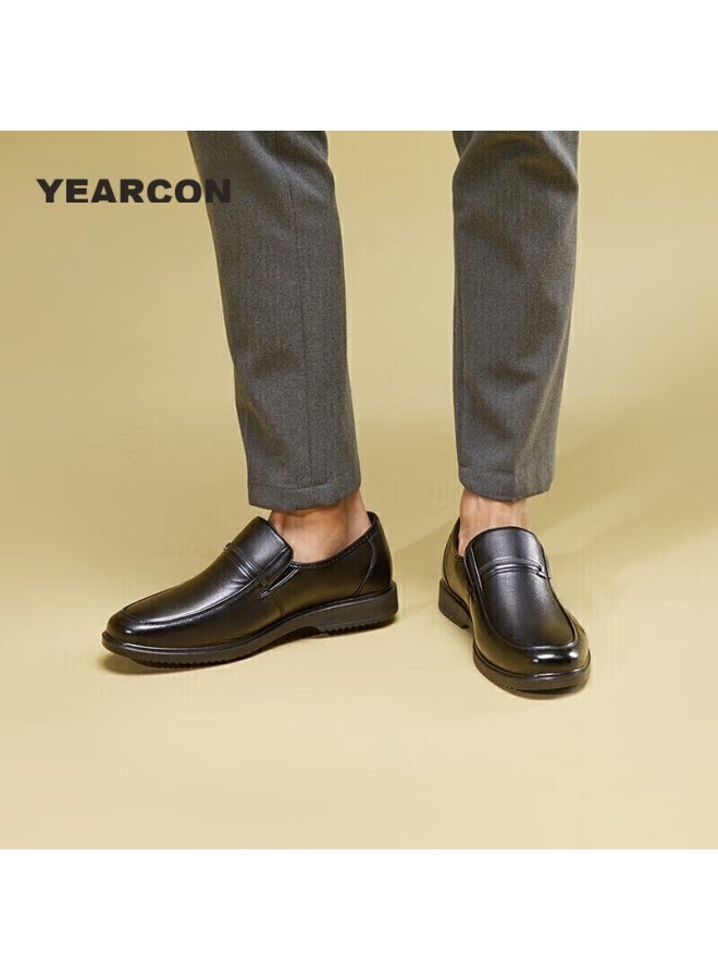 YEARCON Yierkang Men's Leather Shoes, Simple Slip-on Comfortable Cowhide Shoes For Middle-aged And Elderly Fathers, 97689w, Black, Size 40 - Image 1
