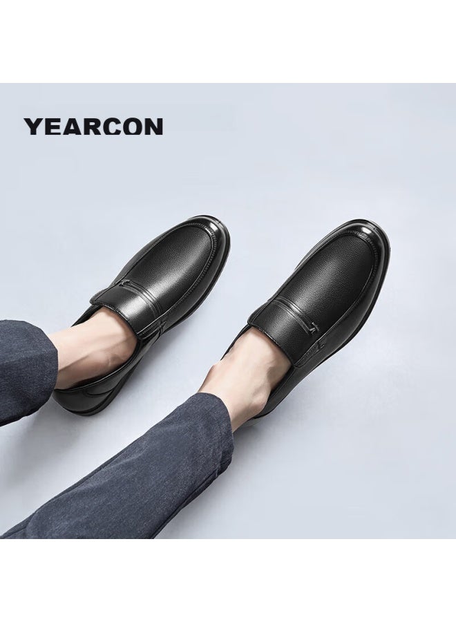 YEARCON Yierkang Men's Leather Shoes, Simple Slip-on Comfortable Cowhide Shoes For Middle-aged And Elderly Fathers, 97689w, Black, Size 40 - Image 4