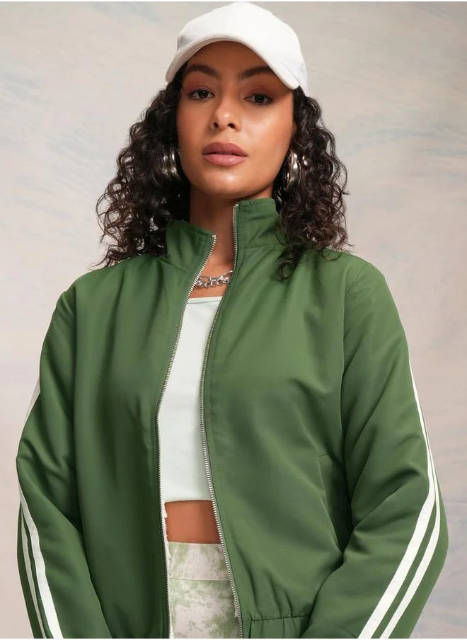 Tokyo Talkies Full Zip Cropped Jacket by Styli