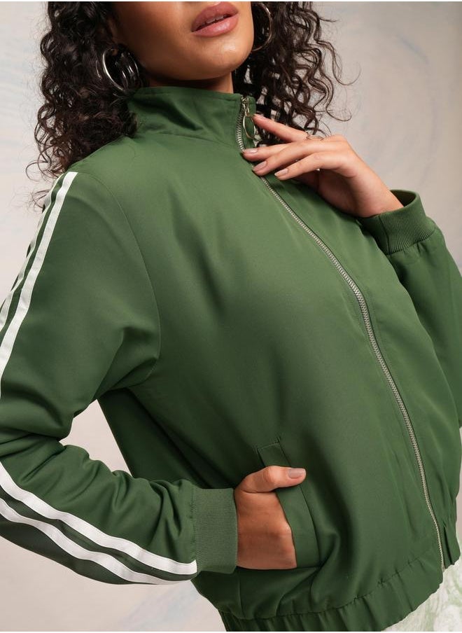 Tokyo Talkies Full Zip Cropped Jacket - Image 5