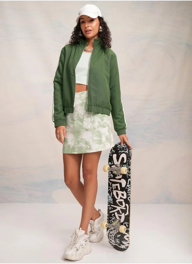 Tokyo Talkies Full Zip Cropped Jacket by Styli