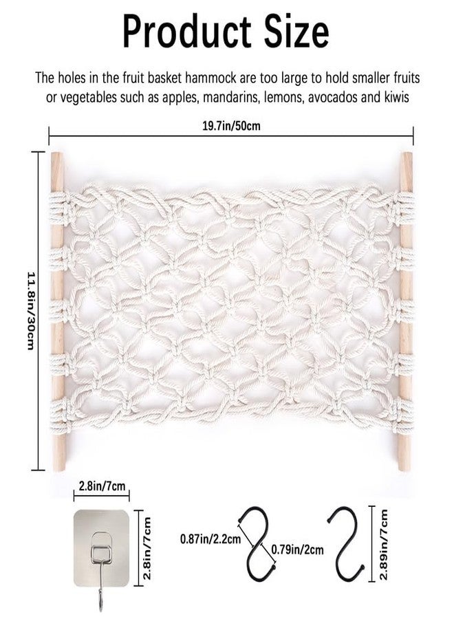 DIBALIYI Fruit Basket Hammock Under Cabinet Adhesive, Woven Vegetable Hanging Basket, Fruit Storage for Kitchen with Banana Hook, Mesh Fruits Holder Organization for Home Dining Room Decor (1Pcs) - Image 2