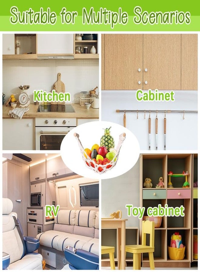 DIBALIYI Fruit Basket Hammock Under Cabinet Adhesive, Woven Vegetable Hanging Basket, Fruit Storage for Kitchen with Banana Hook, Mesh Fruits Holder Organization for Home Dining Room Decor (1Pcs) - Image 5