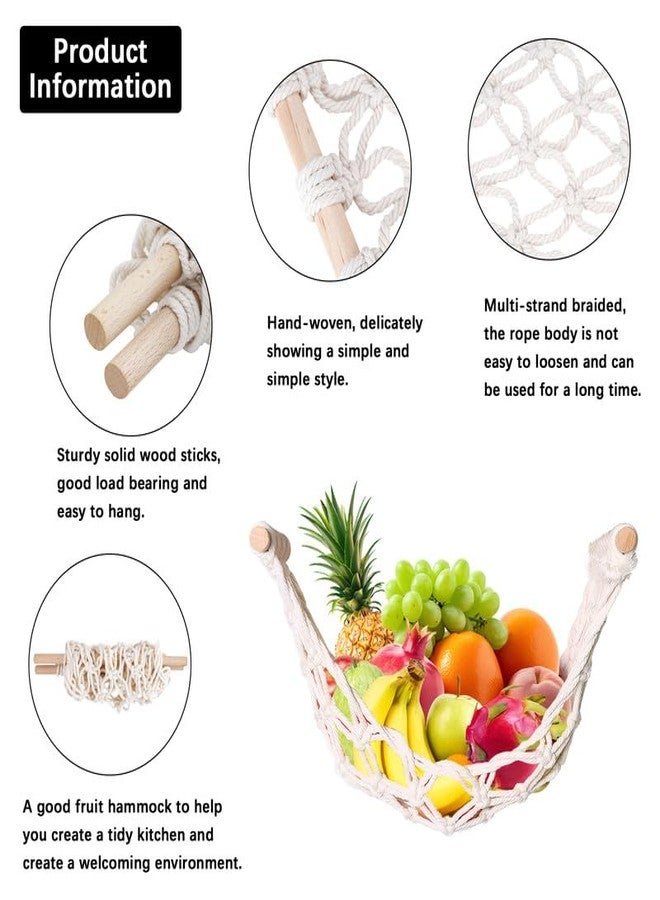 DIBALIYI Fruit Basket Hammock Under Cabinet Adhesive, Woven Vegetable Hanging Basket, Fruit Storage for Kitchen with Banana Hook, Mesh Fruits Holder Organization for Home Dining Room Decor (1Pcs) - Image 3