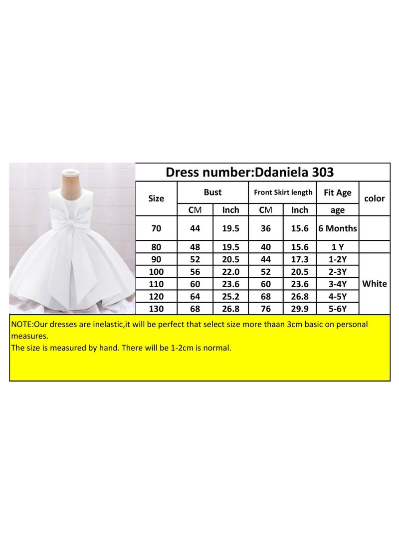 D'Daniela Fluffy Party Dress with the Bowl in front for Girls White Colour - Image 4