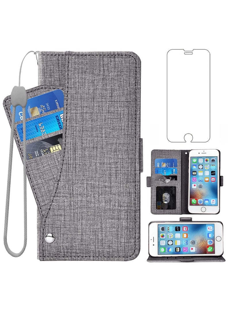 Compatible With Iphone 6Plus 6Splus 6 6S Plus Wallet Case Tempered Glass Screen Protector Flip Cover Card Holder Cell Phone Cases For Iphone6 6 Iphone6S 6S I 6P 6A S Six Iphone6Splus Gray - pzsku/Z7BA555E7FC18E40DFB87Z/45/_/1707808909/eb4f53af-e685-4da8-90ea-494c14f2af1a