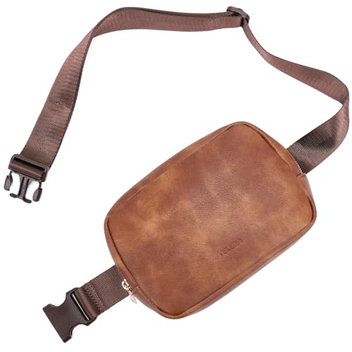 Telena Leather Belt Bag for Women Fashionable Fanny Packs Cross Body Bag Waist Pack Brown - Image 1