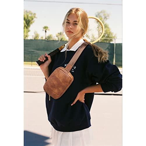 Telena Leather Belt Bag for Women Fashionable Fanny Packs Cross Body Bag Waist Pack Brown - Image 2