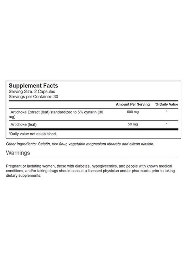 Vitacost Brand - Vitacost Artichoke Extract Standardized 600 Mg Per Serving 60 Capsules - Image 1