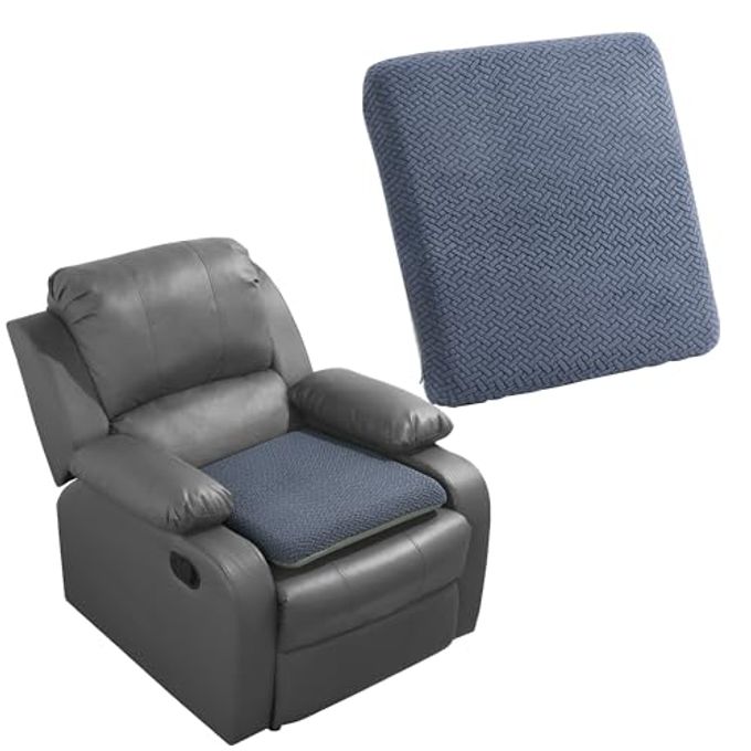 HOMBYS Tufted Furry Recliner Seat Cushion for Elderly Foam Curved Edge Large Square Seat Cushion for Recliner Chair, Floor Pillow, Office Chair, Car, No Pressure on Thighs(Grey, 20 * 18 * 3in) - Image 1