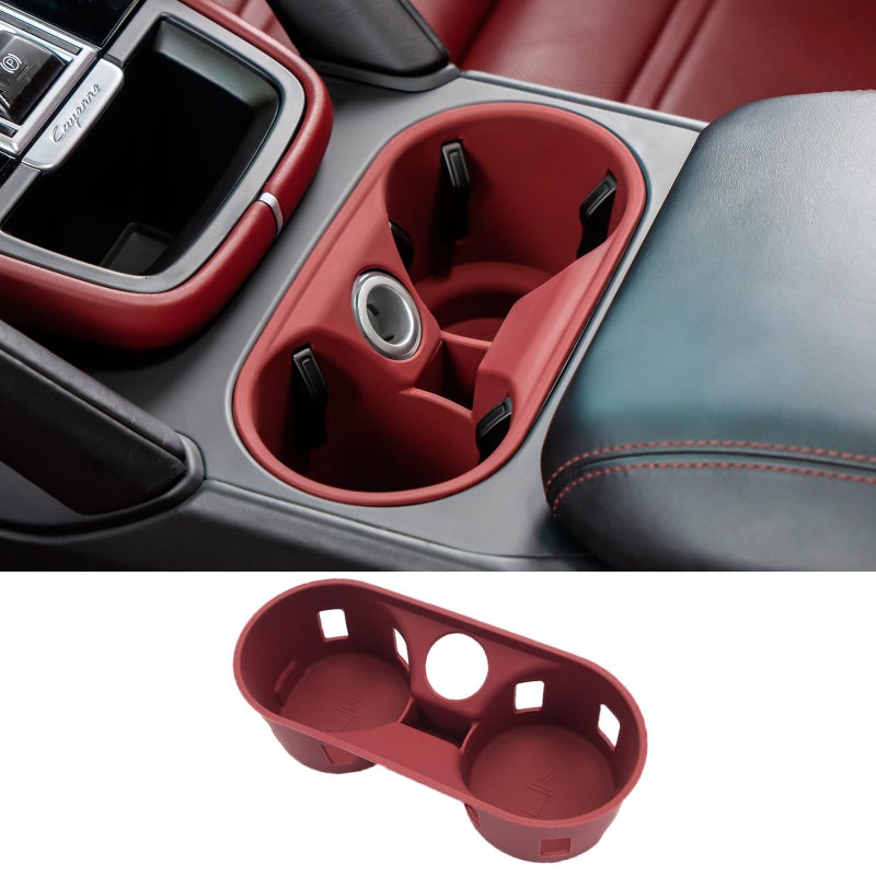 Cup Holder Coasters for Cayenne Accessories Silicone NonSlip Car Cup Holder Insert for Porsche 20112017 Cayenne Car Accessories for Cayenne 20112017 Red