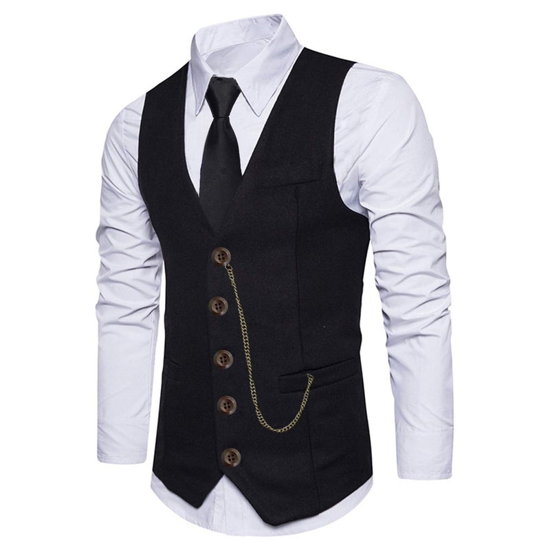 EFORLED Halloween 1920s Mens Costume 2025,Gatsby Gangster Vest,Vintage Pocket Watch,Pre Tied Bow Tie,Tie,XC-M - Image 3