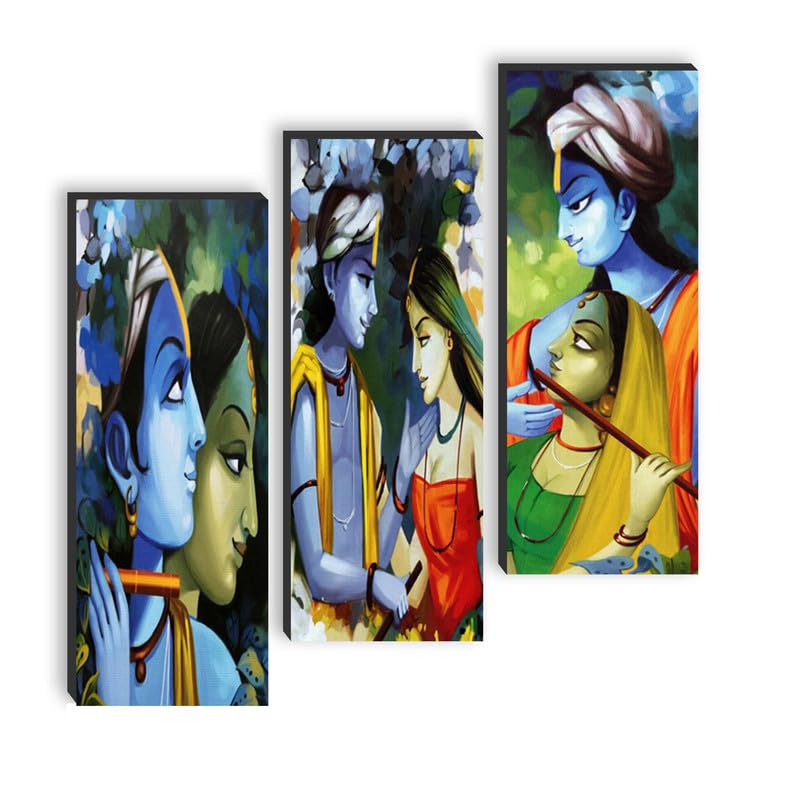 SAF paintings set of 3 Lord Radha krishna UV textured self adeshive wall painting for home decoration SANF-SJ208 - Image 5