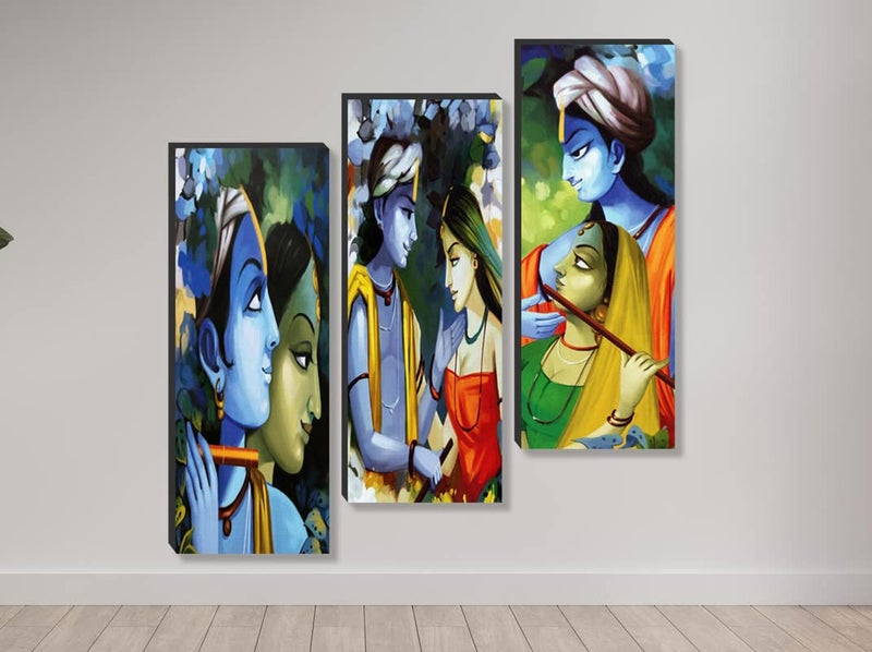 SAF paintings set of 3 Lord Radha krishna UV textured self adeshive wall painting for home decoration SANF-SJ208 - Image 2