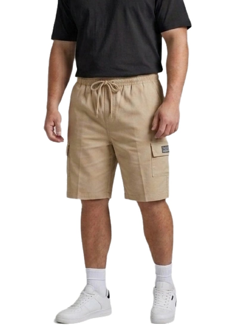 Men's Casual Cargo Shorts with Elastic Drawstring Waist & Side Pockets - Premium Imported Polyester - Image 1