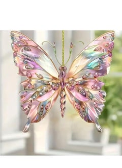 Peachjoy Colorful Butterfly Acrylic Pendant, Crystal Butterfly Car Hanging Ornament, Butterflies Hanging Diamond Art Pendant Kit Applies to Car Charm, Window Decoration Gift Item. (Blue -1pc)  - Image 2
