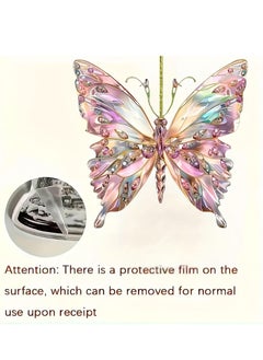Peachjoy Colorful Butterfly Acrylic Pendant, Crystal Butterfly Car Hanging Ornament, Butterflies Hanging Diamond Art Pendant Kit Applies to Car Charm, Window Decoration Gift Item. (Blue -1pc)  - Image 4