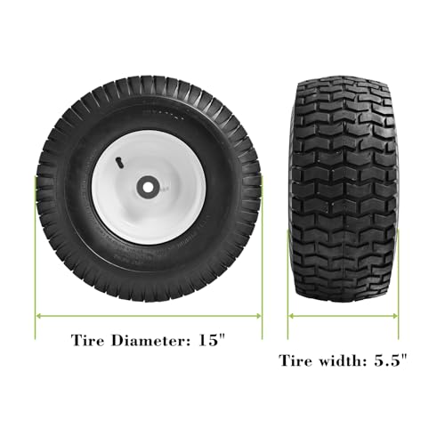 Parts Camp 15x6.00-6nhs Lawn Mower Tires and Wheels with 3/4" Bushing and 3" Centered Hub, Rubber Pneumatic Tire for Husqvarna Craftsman Riding Mowers (2 Packs) - Image 2