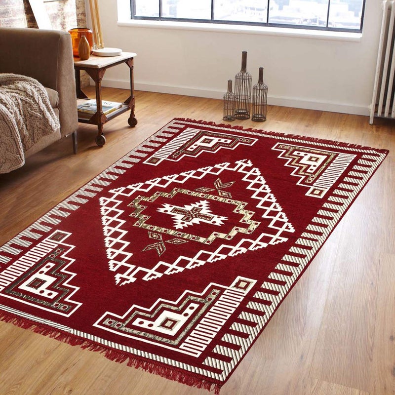 Purav Light Modern Carpet (Maroon, Chenille, 5 X 7 Feets) (PLCAR-004-S1) - Image 1