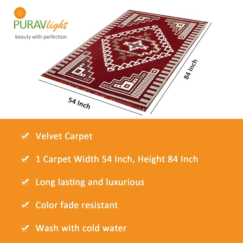 Purav Light Modern Carpet (Maroon, Chenille, 5 X 7 Feets) (PLCAR-004-S1) - Image 3