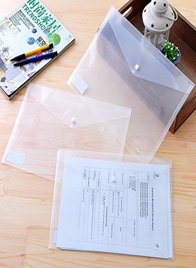 GreatDio® A4 Document File Bag, Transparent Envelope Holder Storage Case, Snap Button Organizer, Clear Plastic Container for Papers, Stationery - 10 Pack - Image 2