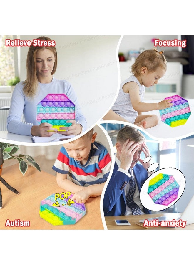 FunBlast Pop It Fidget Toy, Autism Special Needs Silicone Stress Reliever, Squeeze Sensory Toy - Image 4