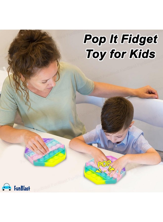 FunBlast Pop It Fidget Toy, Autism Special Needs Silicone Stress Reliever, Squeeze Sensory Toy - Image 2