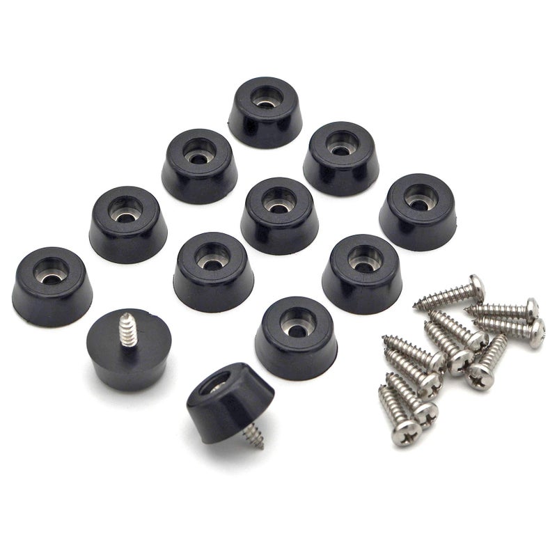 TOPINSTOCK Rubber Feet for Cutting Board with Stainless Screws, 12 Pieces Non Slip Rubber Bumper Feet for Electronics 13/16" W x 3/8" H - Image 1