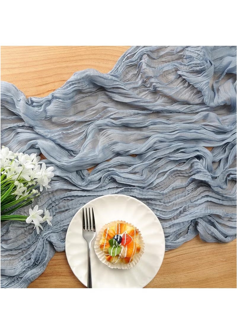 Risen Translucent Table Runner Chessian Tablecloth for Wedding Reception Bridal Shower Party Decoration Table Centerpiece 90*300cm （Blue） - Image 4