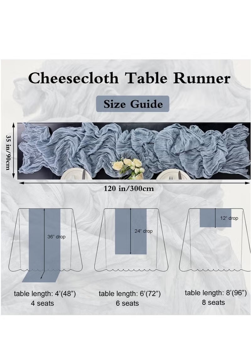 Risen Translucent Table Runner Chessian Tablecloth for Wedding Reception Bridal Shower Party Decoration Table Centerpiece 90*300cm （Blue） - Image 3