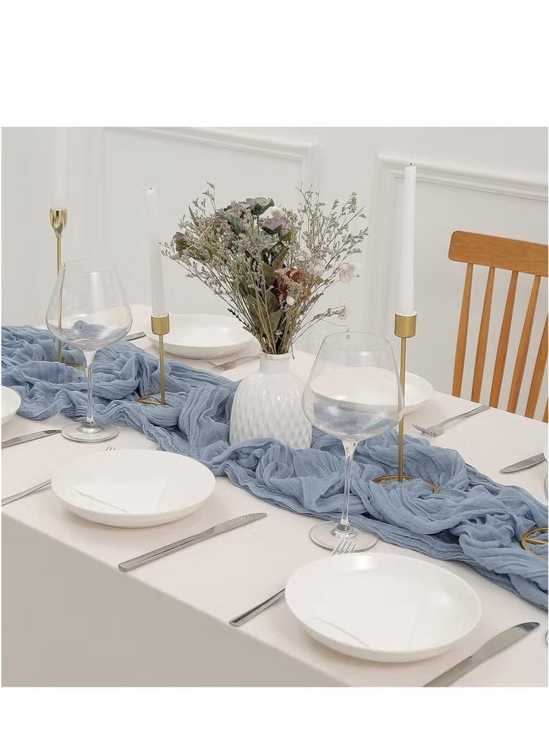 Risen Translucent Table Runner Chessian Tablecloth for Wedding Reception Bridal Shower Party Decoration Table Centerpiece 90*300cm （Blue） - Image 5