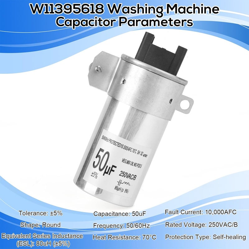 BTFO Upgrade W11395618 W11162560 W10866250 Washing Machine Motor Run Capacitor, Replaces W10625046 WPW10625046 W10843769 W11158831 Starting Runing Capacitors Washing Machine Accessories Parts Rplacement - Image 3