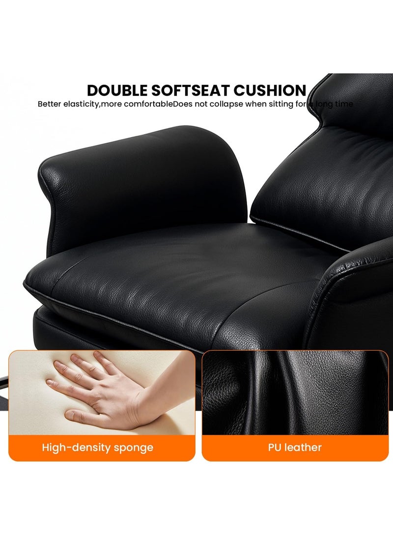 Jorunb Office Chair with Foot Rest, Office Desk Chair with Adjustable Lumbar Support and Wheels, Padded Gaming Chair with Thick Cushion for Home Office (Black) - Image 5