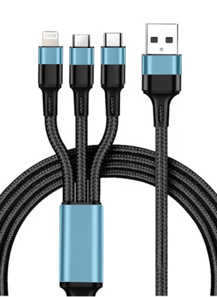 Generic - Fast Charging 3 in 1 Metal Cable DC-C180, 3A USB to TYPE-C, LIGHTNING or MICRO, 100cm - Image 1