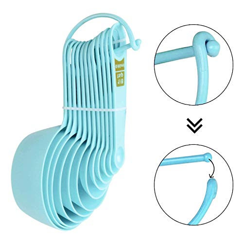 SWAB Plastic Measuring Cups and Spoon Set with Ring Holder, 12 Piece Set, Blue - Image 3