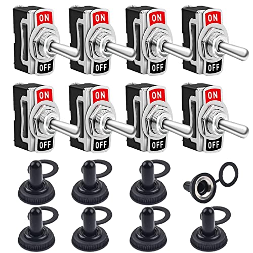 COROTC Toggle Switches, 8 Pack 2 Pin ON Off SPST Car Rocker Switches, 20A 12V Heavy Duty Waterproof Toggle Switch - Image 1