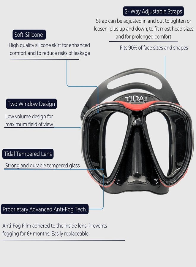 Pro Shot Tidal Mask for Snorkeling and Scuba Diving Best Anti-Fog Technology (Red) - Image 3