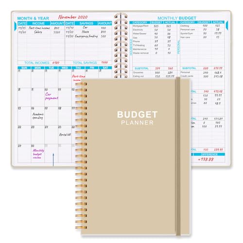 Getvow Budget Planner - Monthly Budget Book with Expense Tracker Notebook, Undated 12 Month Bill Organizer & Finance Planner to Manage Your Money, Account Book with Colorful Tabs, 5.8" x 8.5", Beige - Image 1