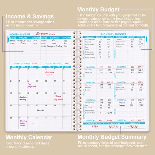 Getvow Budget Planner - Monthly Budget Book with Expense Tracker Notebook, Undated 12 Month Bill Organizer & Finance Planner to Manage Your Money, Account Book with Colorful Tabs, 5.8" x 8.5", Beige - Image 2